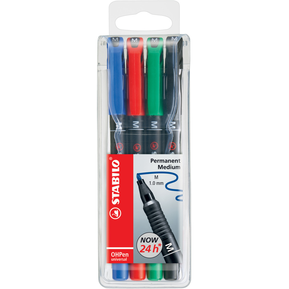 Folienstift - OHPen universal - permanent medium - 4er Pack - grün, rot, blau, schwarz