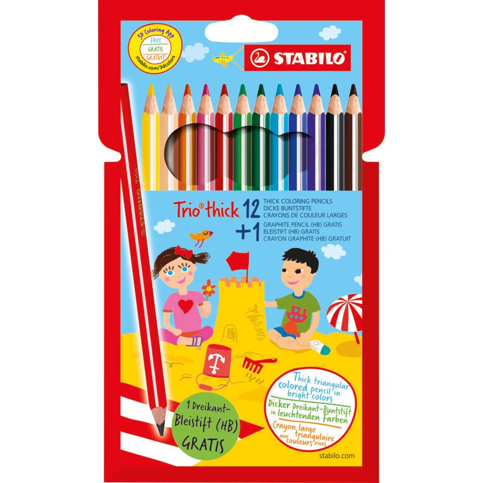 Dreikant-Buntstift - Trio dick - 12er Pack - mit 12 verschiedenen Farben