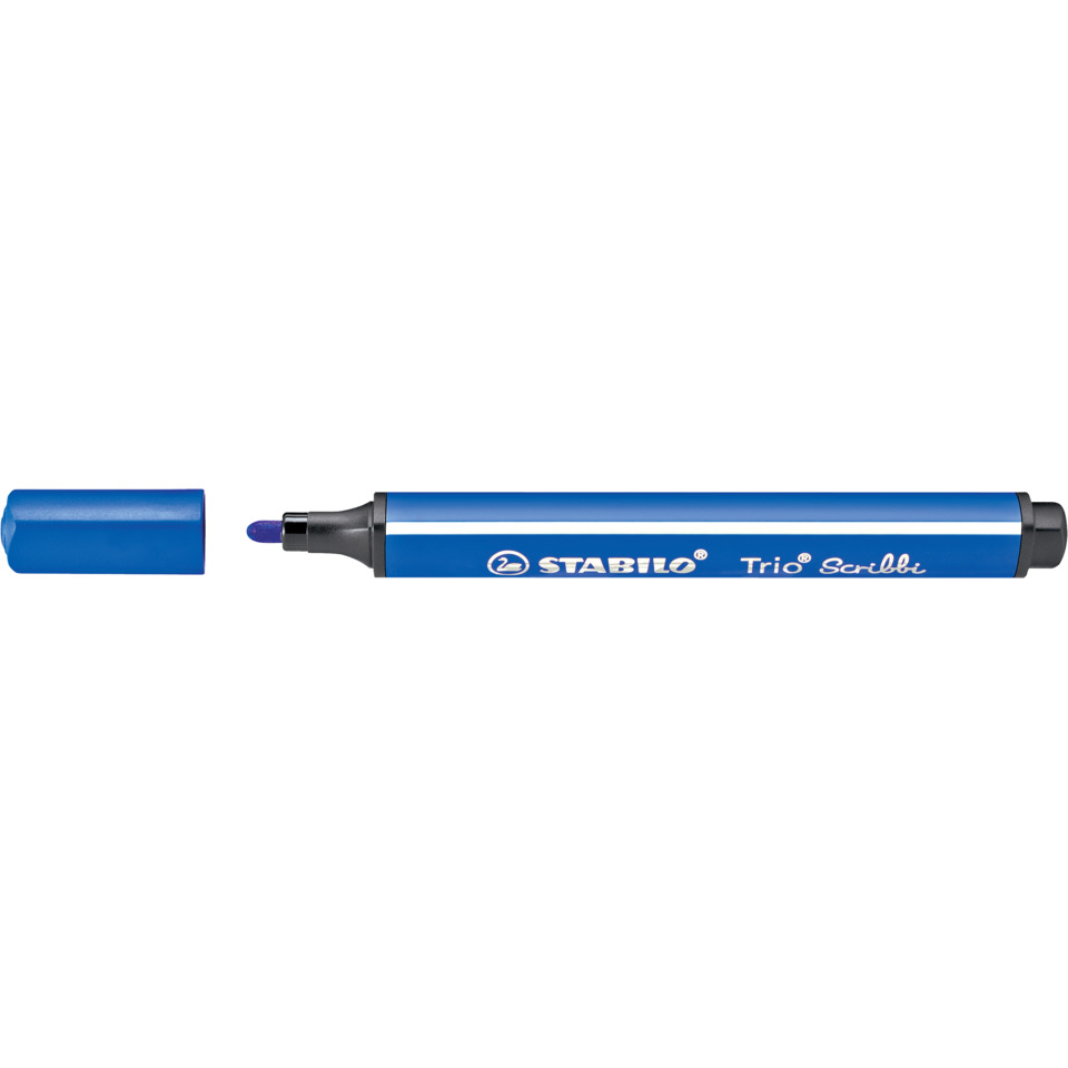 Gefederter Dreikant-Filzstift - Trio Scribbi - Einzelstift - blau