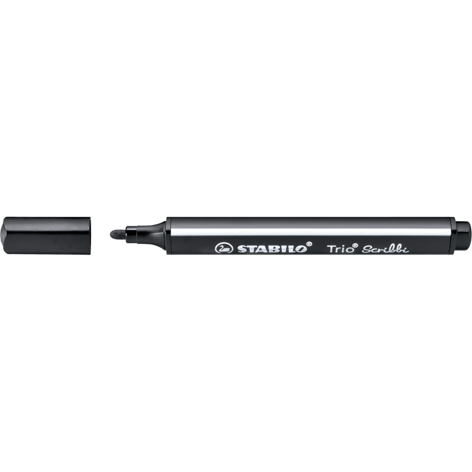 Gefederter Dreikant-Filzstift - Trio Scribbi - Einzelstift - schwarz