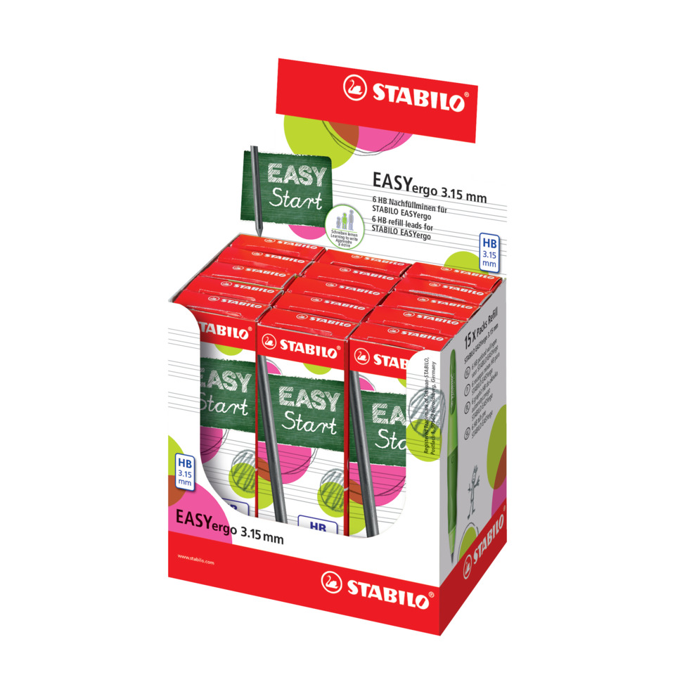 Minen zum Nachfüllen - EASYergo 3.15 Nachfüllminen - 15 x 6er Pack im Display - Härtegrad HB