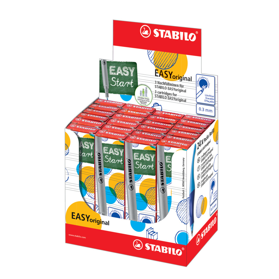 Tintenpatrone EASYoriginal - 0,3 mm, 3er Pack, Schreibfarbe blau (löschbar)