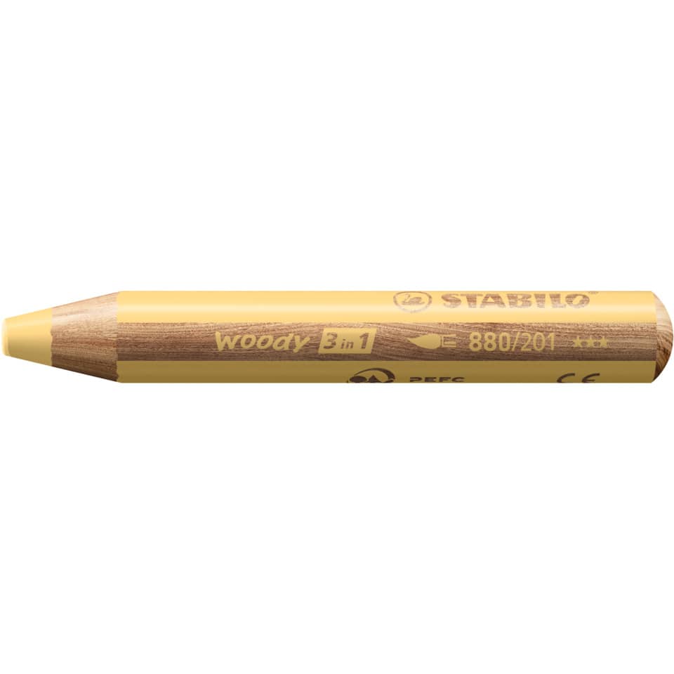 Multitalent-Stift woody 3 in 1 - pastellgelb