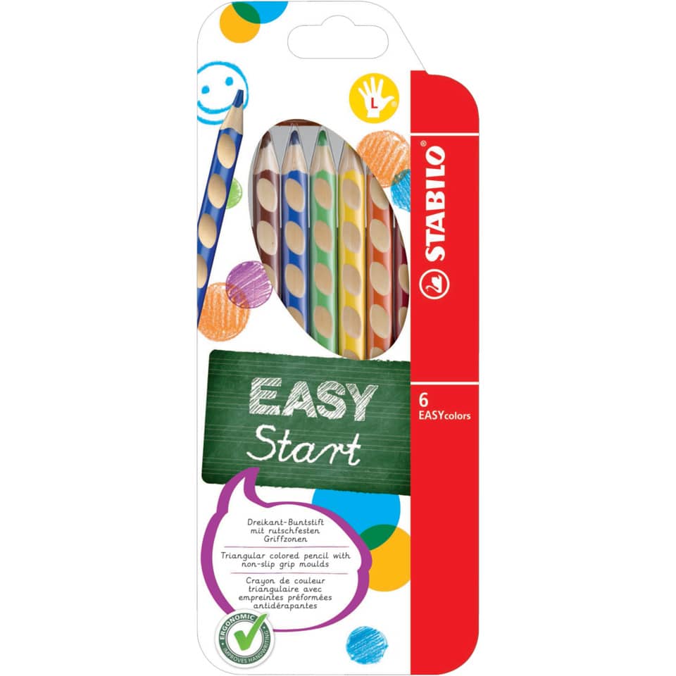 Ergonomischer Buntstift für Linkshänder - EASYcolors - 6er Pack