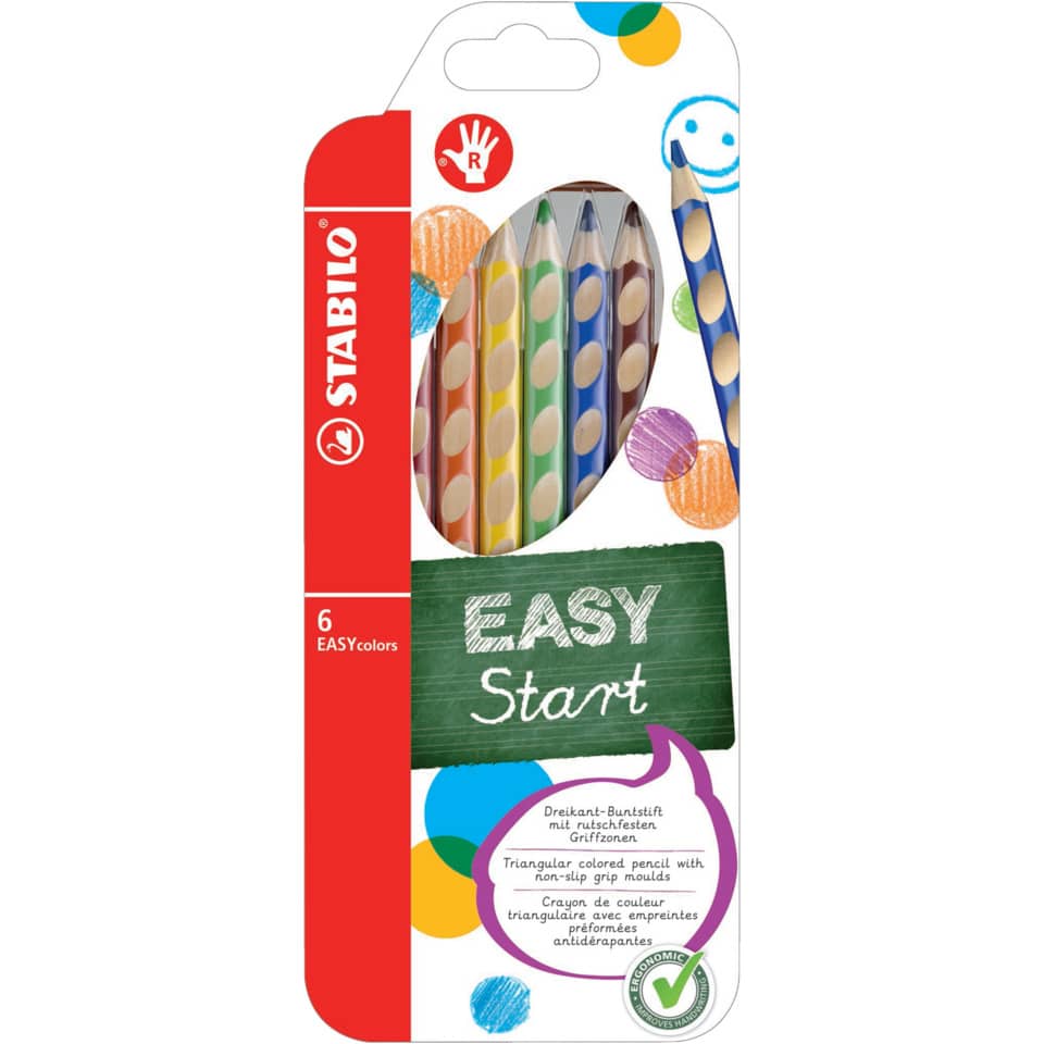 Ergonomischer Buntstift für Rechtshänder - EASYcolors - 6er Pack