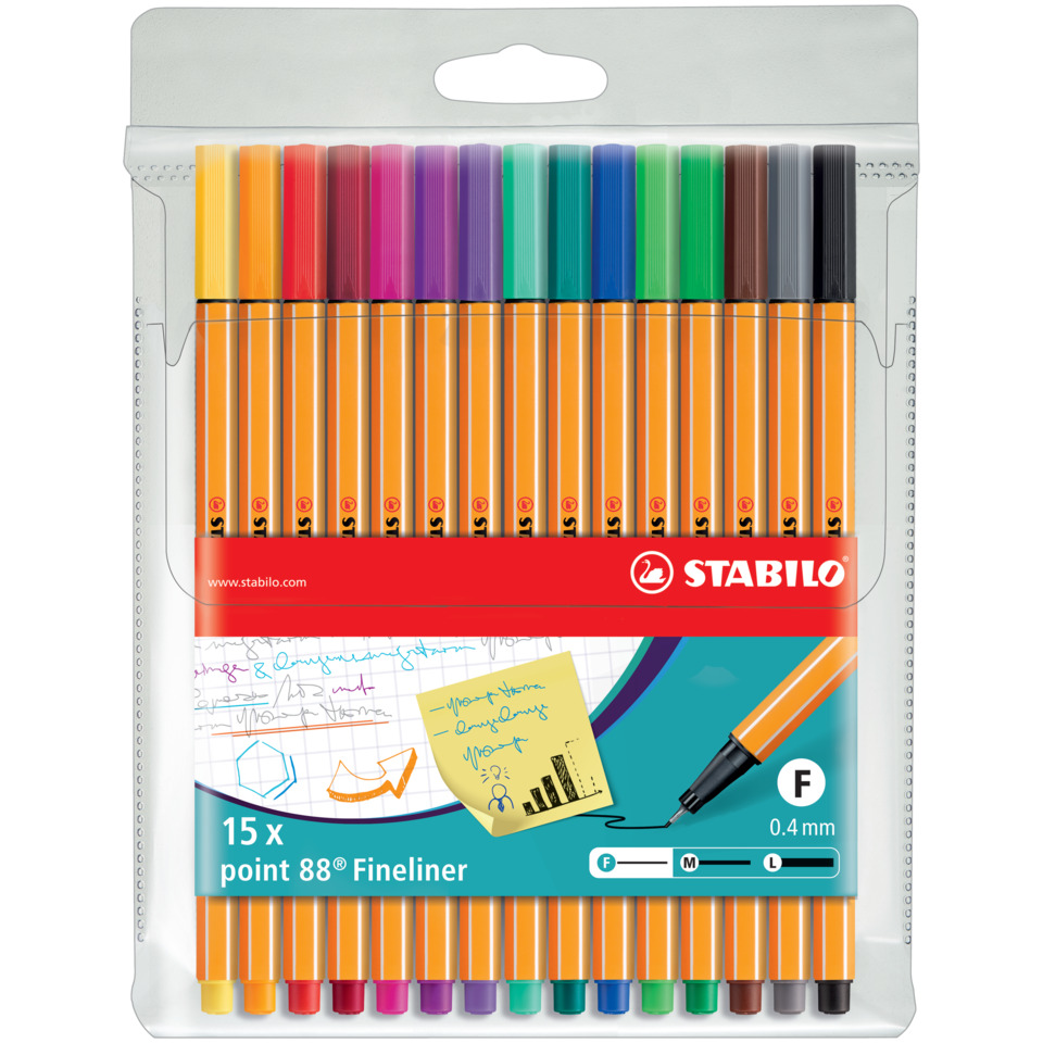 Fineliner point 88® Etui - 15er Pack - Standardfarben