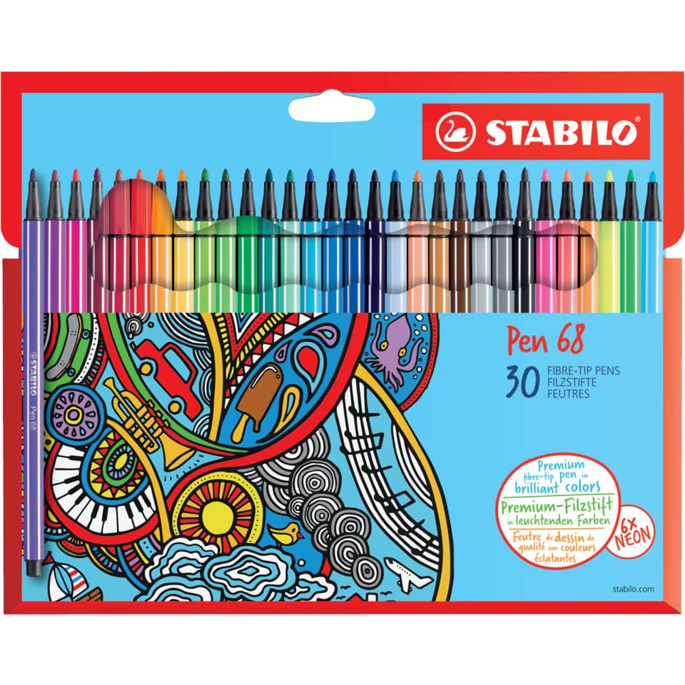 Premium-Filzstift - Pen 68 - 30er Pack - mit 30 verschiedenen Farben