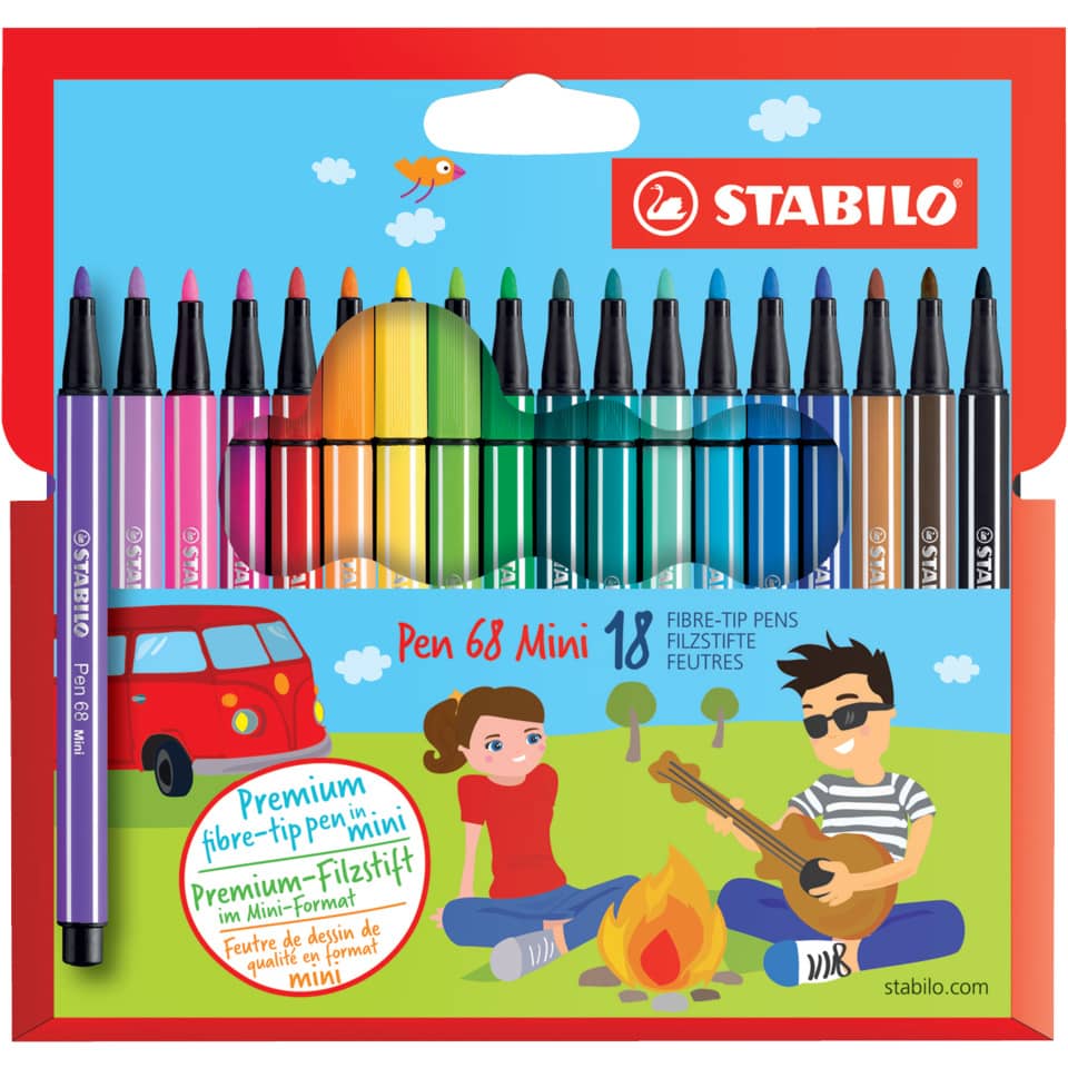 Premium-Filzstift - Pen 68 Mini - 18er Pack - mit 18 verschiedenen Farben