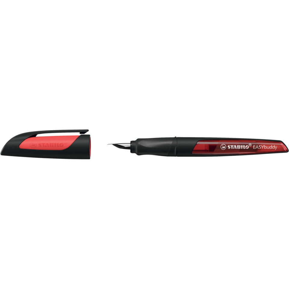 Schulfüller EASYbuddy® - Feder M, schwarz/rot, inkl. Standardpatrone