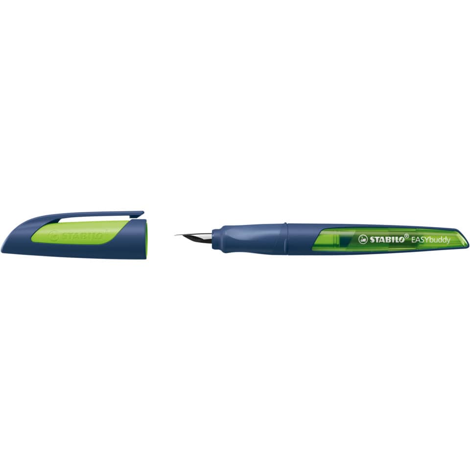 Schulfüller EASYbuddy® Twilight Sky - Linkshänder Feder L, stahlblau/limette, inkl. Standardpatrone
