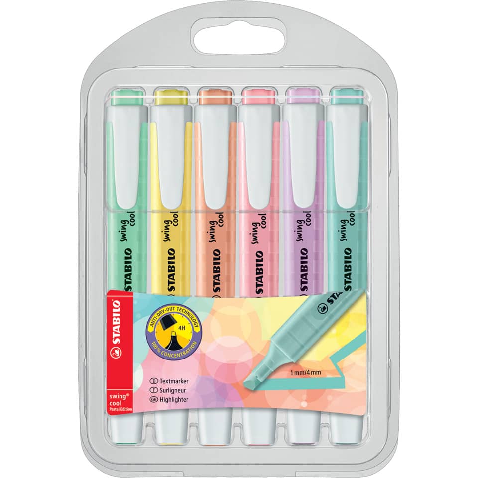 Textmarker swing® cool Pastel - 6er Pack - 6 Farben