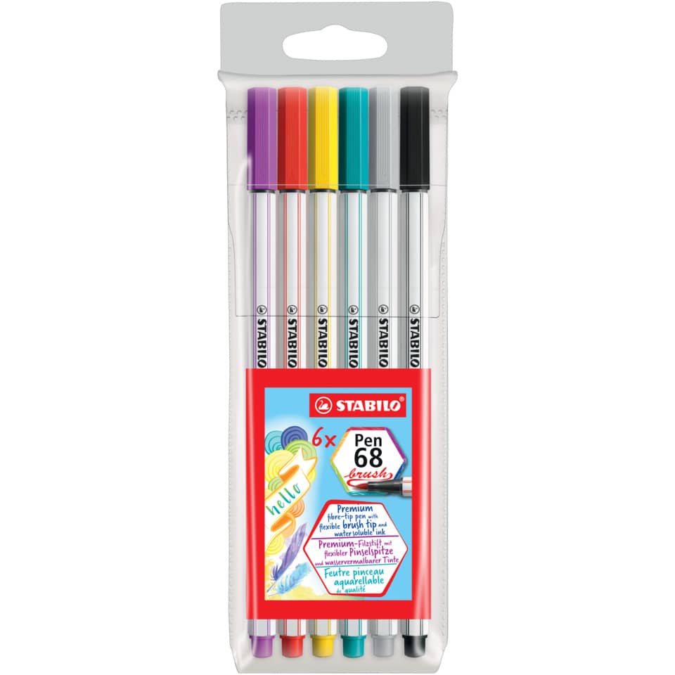 Premium-Filzstift mit Pinselspitze Pen 68 brush - 6er Etui