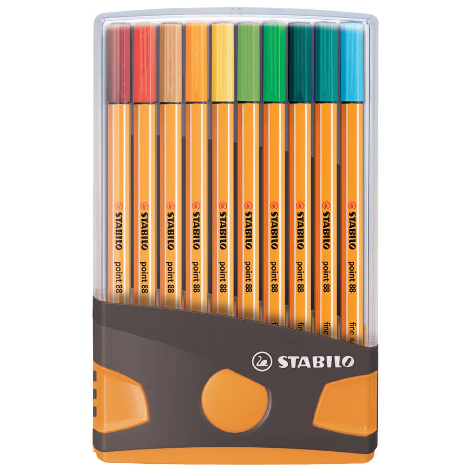 Fineliner point 88® Etui ColorParade - 20er Tischset in anthrazit/orange - mit 20 verschiedenen Farben