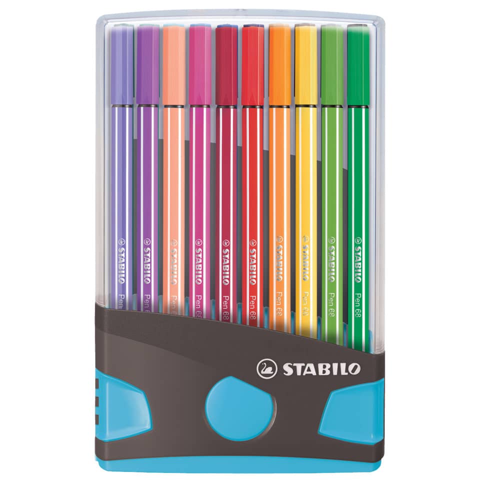 Premium-Filzstift - Pen 68 ColorParade - 20er Tischset in anthrazit/hellblau - mit 20 verschiedenen Farben