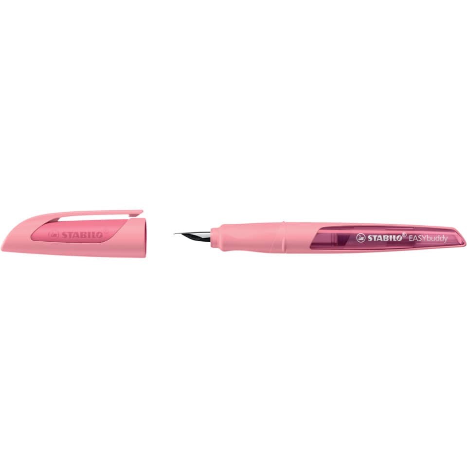 Schulfüller EASYbuddy® - Linkshänder Feder L, rosiges rouge, inkl. Standardpatrone