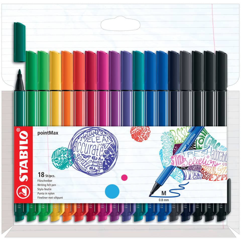 Filzschreiber pointMax - 0,8 mm, 18 Farben sortiert, Etui