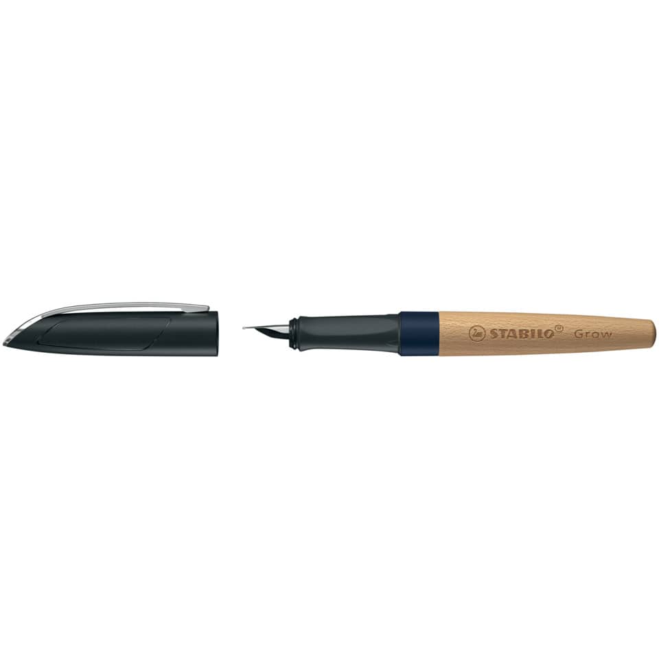 Füllhalter Grow - Feder M, blaubeerblau/Buche, inkl. Patrone