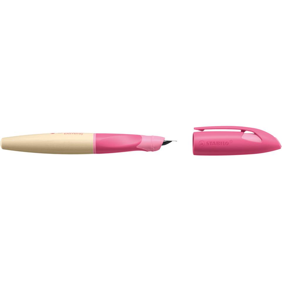 Schulfüller EASYbirdy® Timber - Linkshänder Feder A, pink/holzfarben, inkl. Standardpatrone