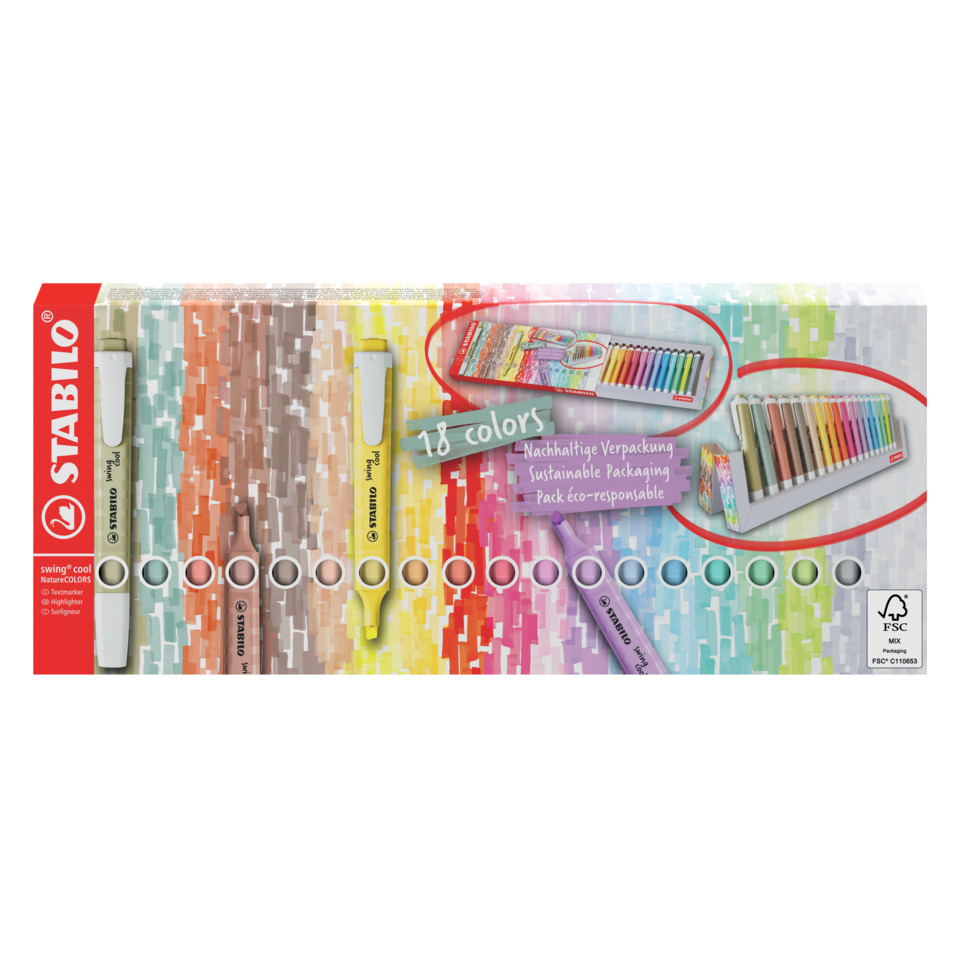 Textmarker swing® cool, Tischset mit 18 Stiften, sortiert