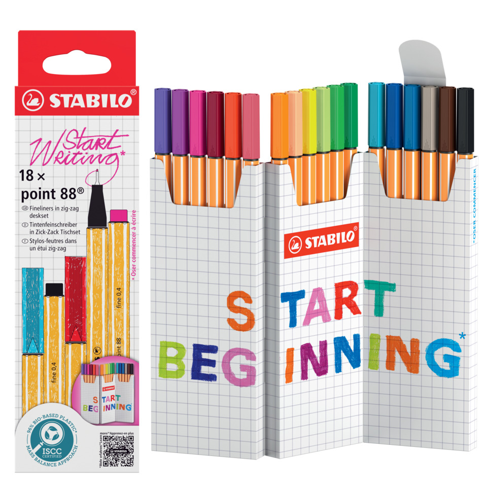 Fineliner point 88® Tischset Zick-Zack 18 Stück sortiert