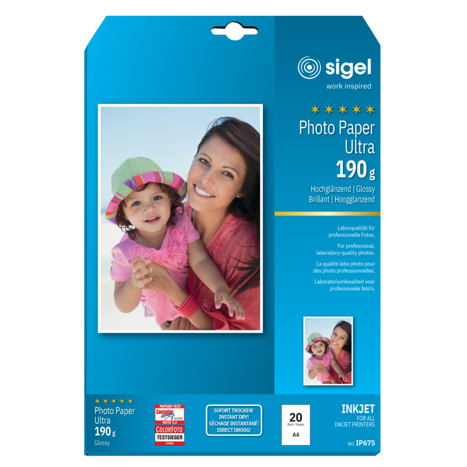 Inkjet Fotopapier Ultra - A4, hochglänzend, 190 g/qm, 20 Blatt