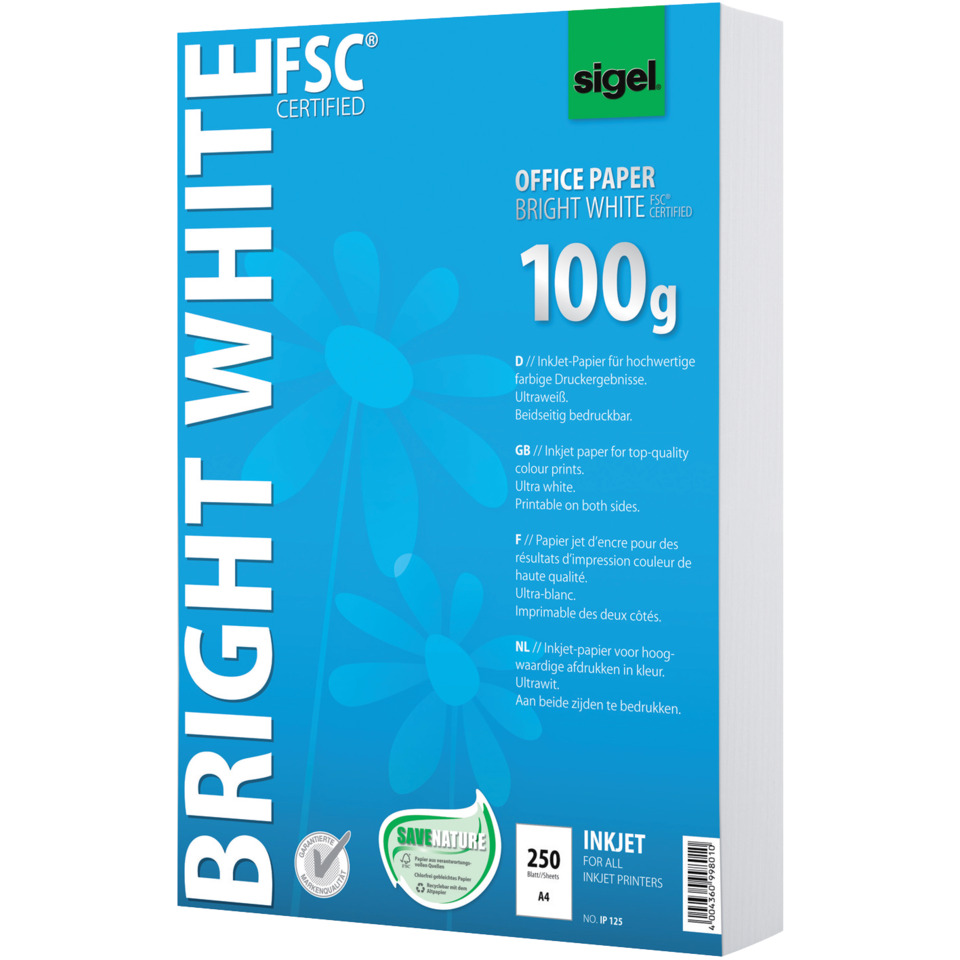 Office Papier BRIGHT WHITE, ultraweiß, 100 g/qm, A4, 250 Blatt
