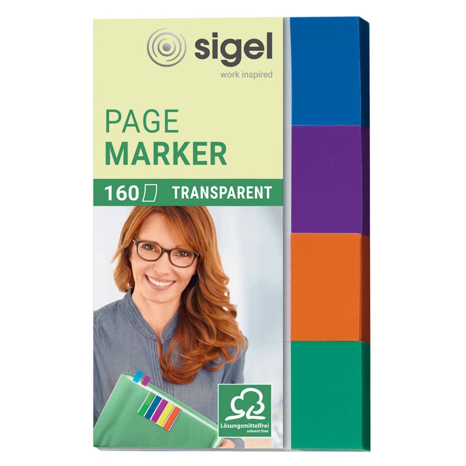 Page Marker Transparent - 50 x 20 mm, sortiert, 4x 40 Streifen