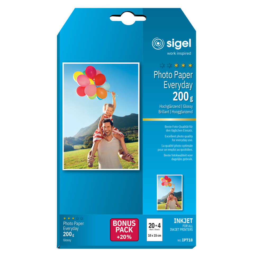 Inkjet Fotopapier Everyday - 10x15 cm, hochglänzend, 200 g/qm, 24 Blatt