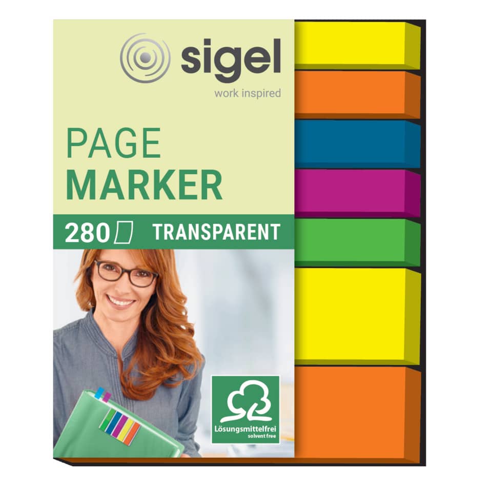 Page Marker Folie - 2x 50x12 mm,  5x 50x6 mm, sortiert, 7x 40 Streifen