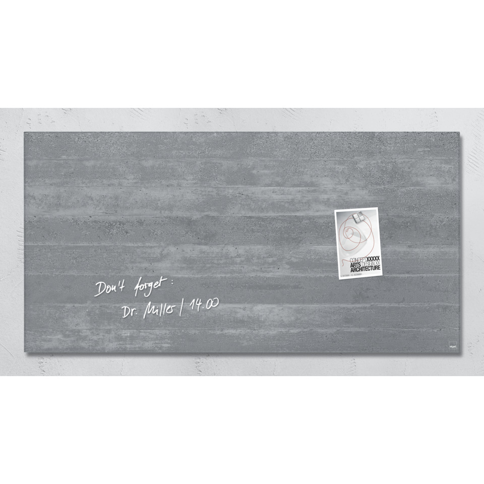 Glas-Magnetboard Artverum - Design Sichtbeton, 91 x 46 cm