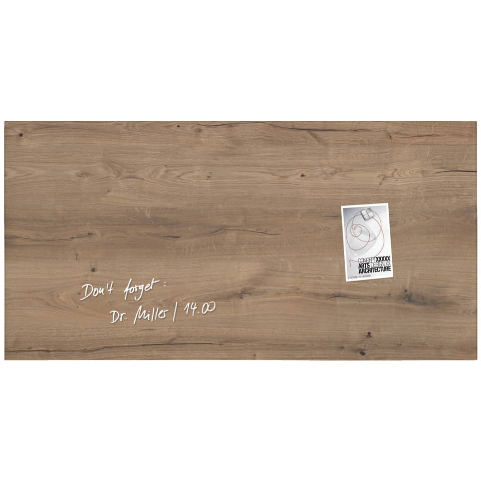 Glas-Magnettafel Artverum - Natural-Wood, 91 x 46 cm