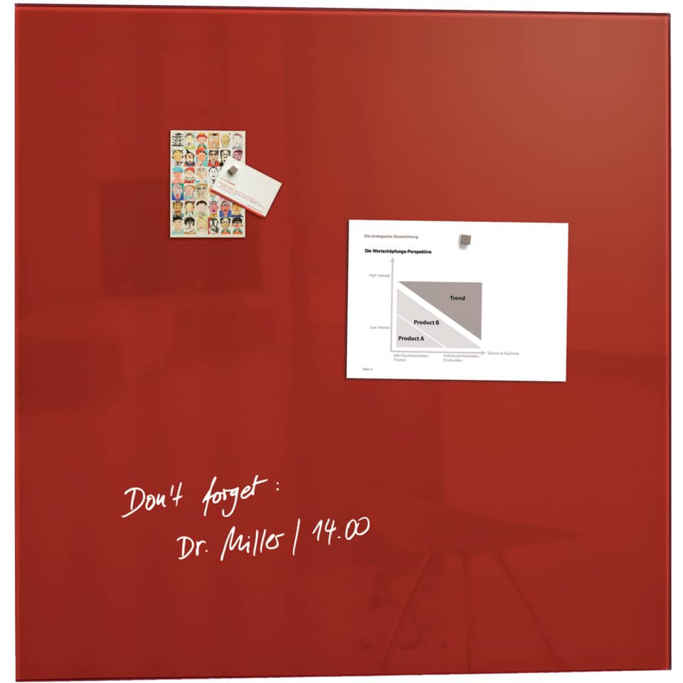 Glas-Magnetboard Artverum - rot, 100 x 100 cm