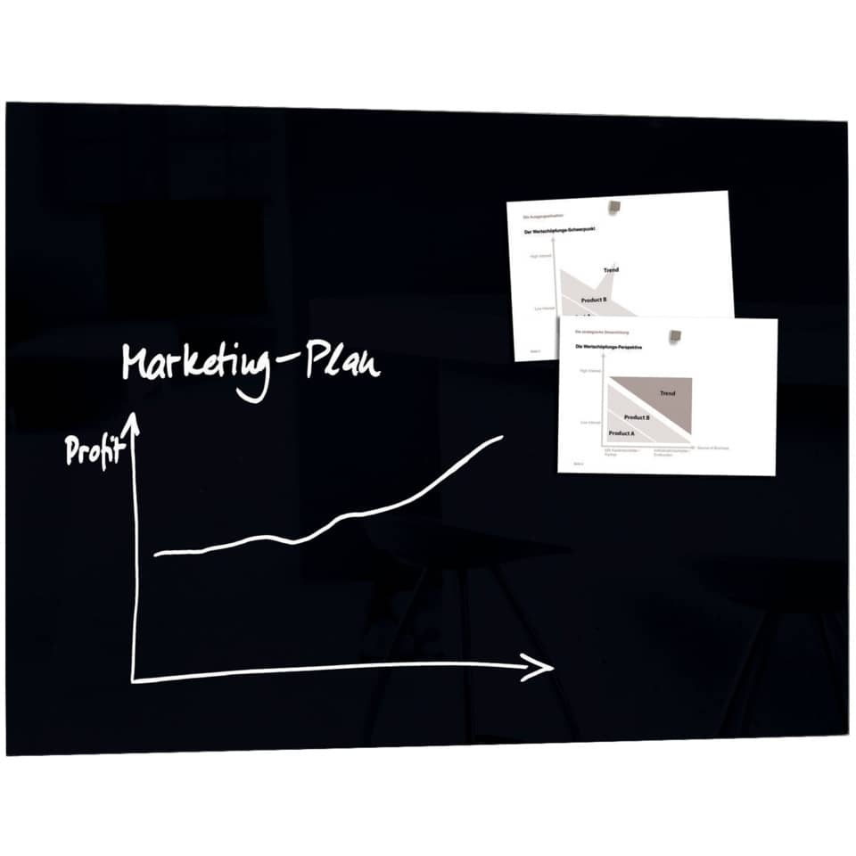 Glas-Magnetboard Artverum - schwarz, 120 x 90 cm
