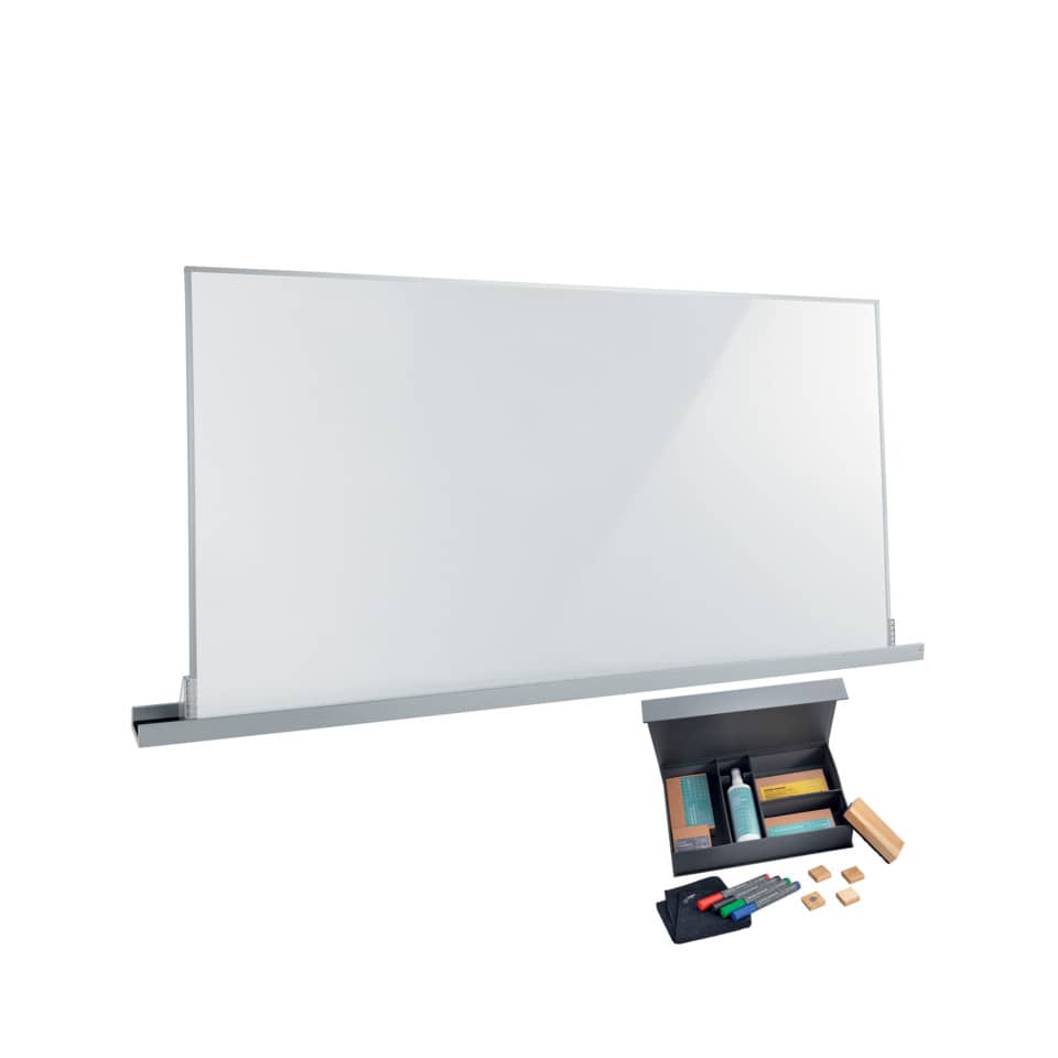 Whiteboard agiles Meet up-Bundle - 180 x 90 cm, Wandschiene und Moderationskoffer
