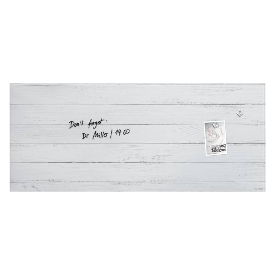 Glas-Magnettafel Artverum matt - White Wood, 130 x 55 cm