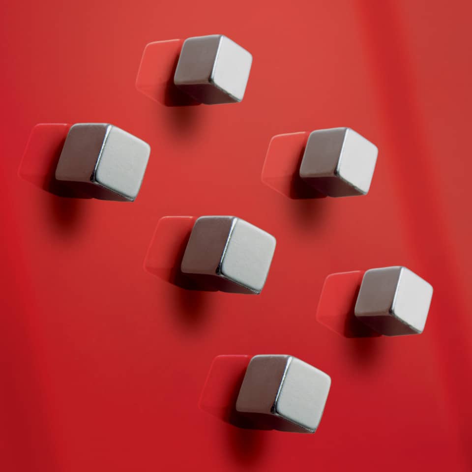 SuperDym-Magnete C5 "Strong", Cube-Design, silber, 6 Stück