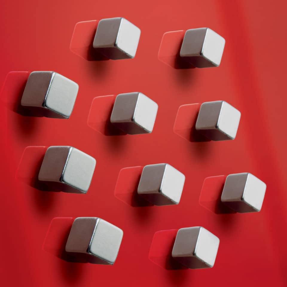 SuperDym-Magnete C5 "Strong", Cube-Design, silber, 10 Stück