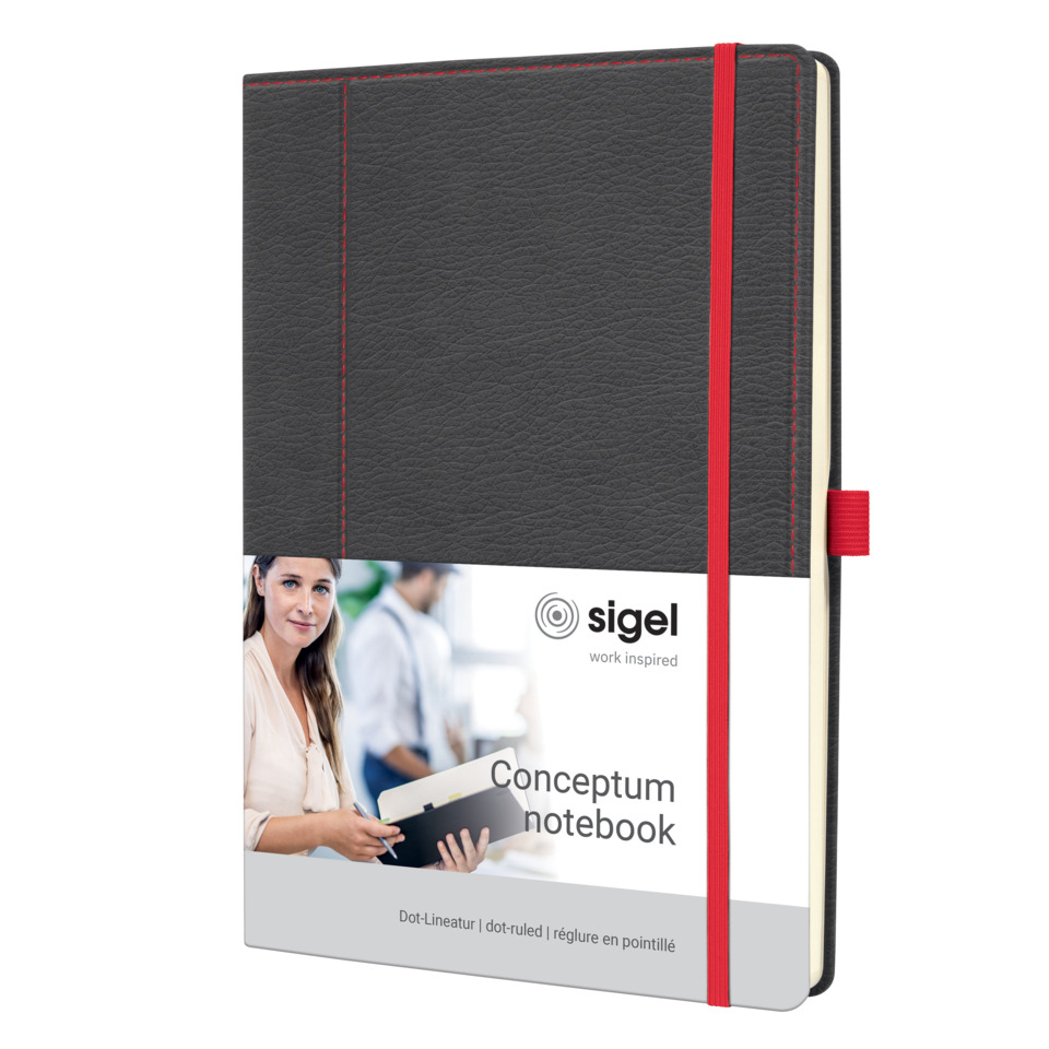 Notizbuch Conceptum ca. A4 194 S. Dot-Lineatur 80g/m², Casual grey-red