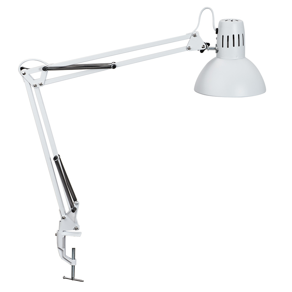 LED-Tischleuchte MAULstudy, Klemme inkl. Leuchtmittel E27, weiß