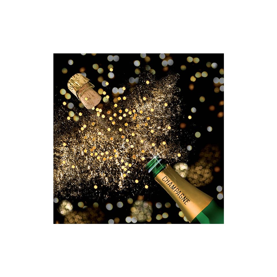 Neujahrs-Zelltuchserviette Champagnerfest, 33 x 33 cm, 3-lagig, 20 Stück
