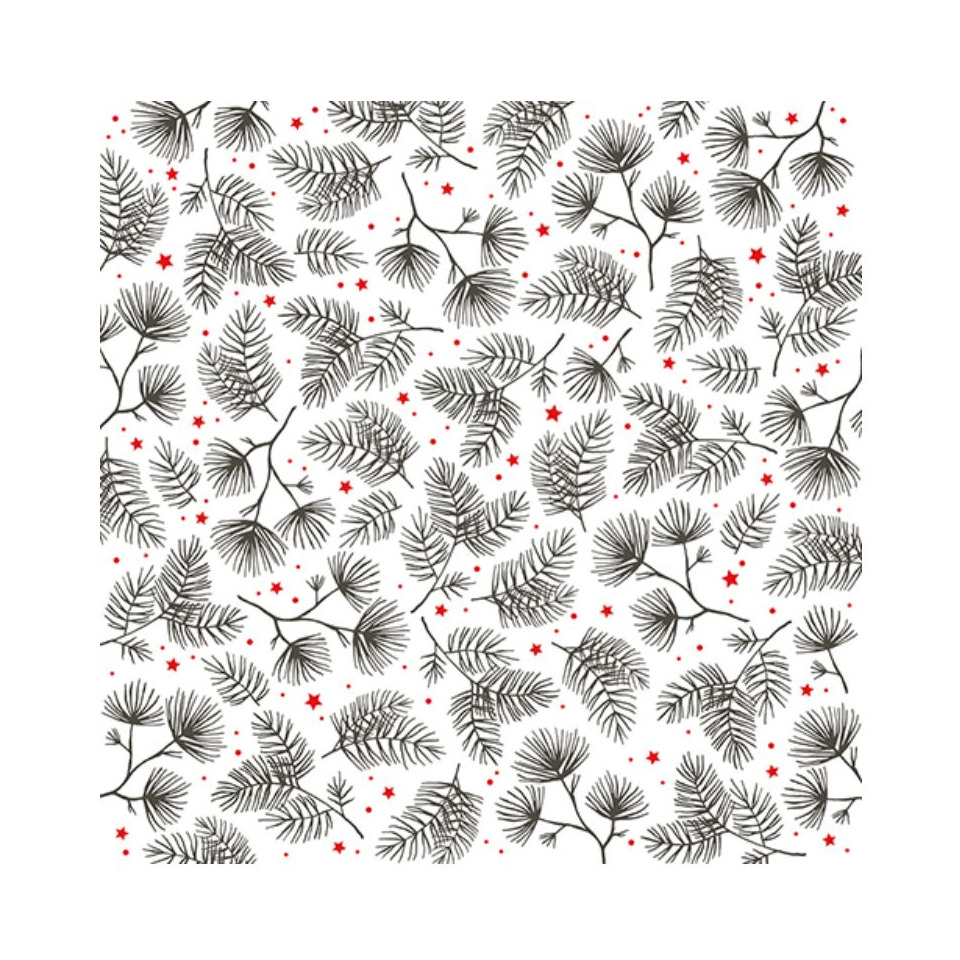 Weihnachts-Zelltuchserviette X-mas Twigs anthrazit, 33 x 33 cm, 3-lagig, 20 Stück
