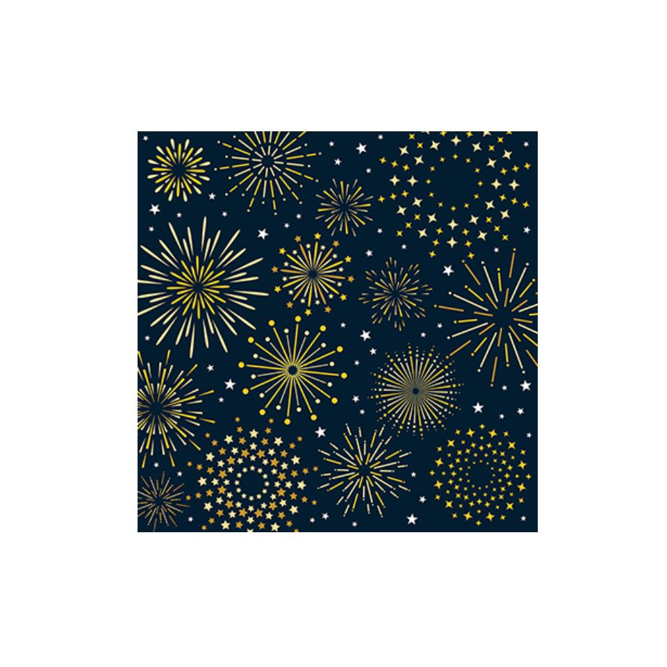 Weihnachts-Zelltuchserviette Firework midnight, 25 x 25 cm, 3-lagig, 20 Stück