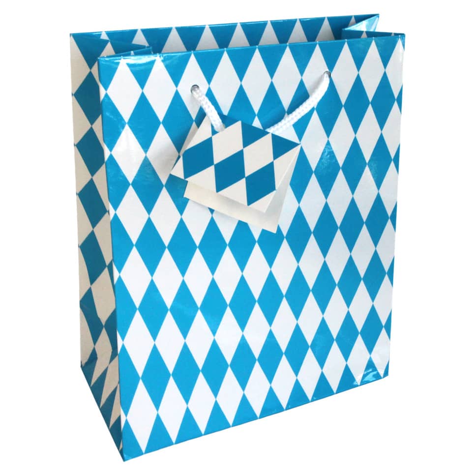 Geschenktragetasche Bayernraute - 18 x 21 x 8 cm, blau/weiß