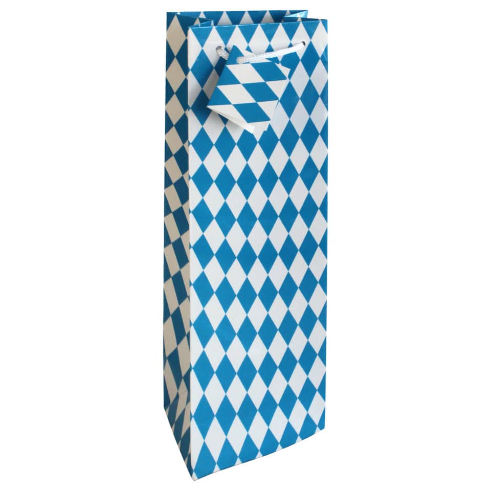 Flaschentragetasche Bayernraute - 12 x 37 x 8 cm, blau/weiß