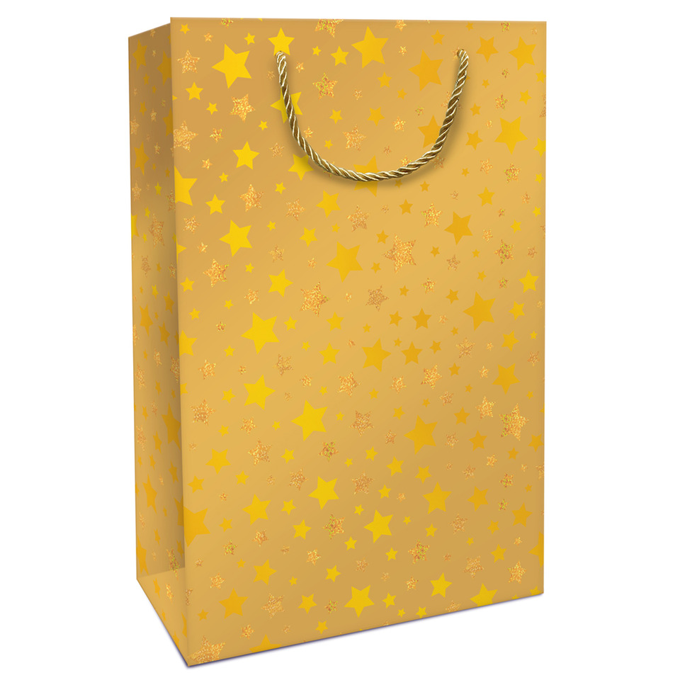 Weihnachts-Geschenktragetasche Sternchen, 36 x 26 x 13 cm, gold