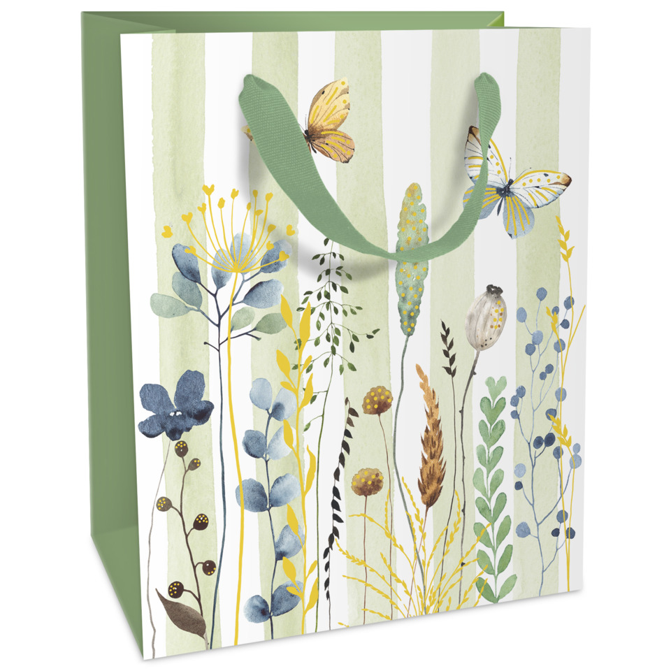 Flaschentragetasche Blumenwiese, 15 x 12 x 6 cm, grün