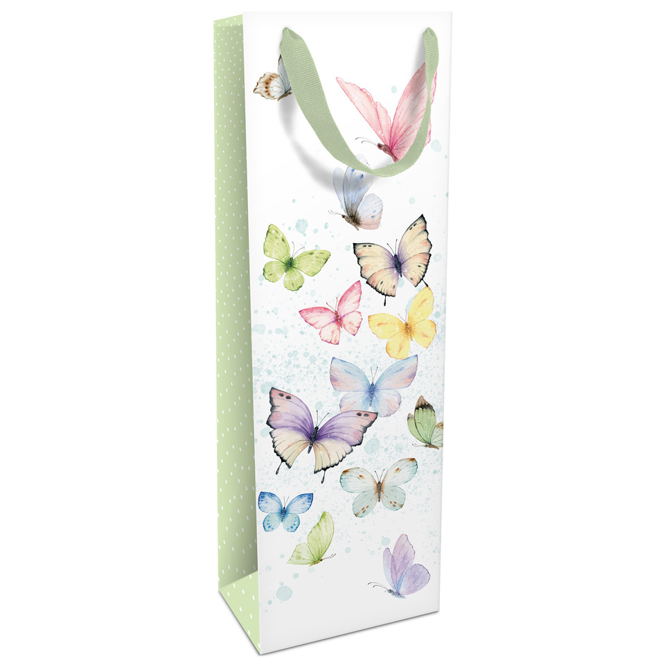 Flaschentragetasche Schmetterlinge bunt, 36 x 12 x 8 cm