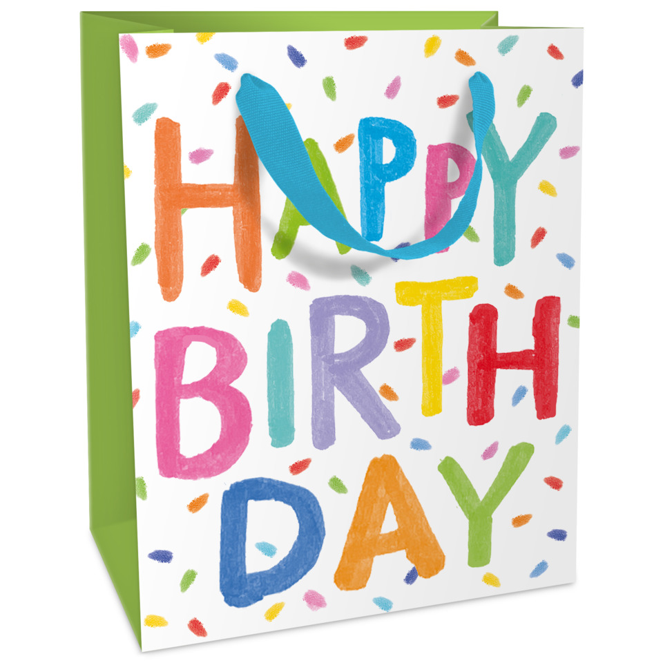 Geschenktragetasche Geburtstag, 15 x 12 x 6 cm, bunt
