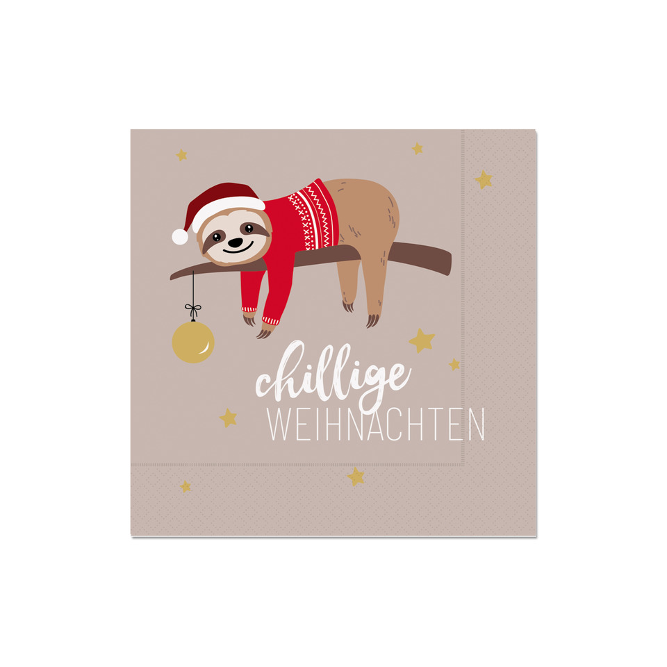 Weihnachts-Zelltuchserviette Happy Christmas - Chiller, 33 x 33 cm, 3-lagig, 20 Stück