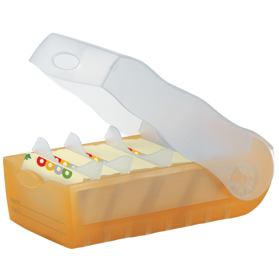 Karteibox CROCO - A7 quer, für 900 Karten, orange-transl.